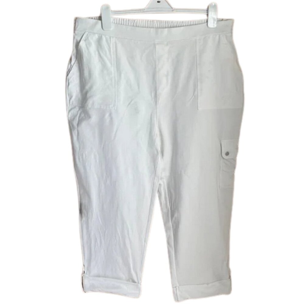 Susan Graver 1X White Crop Pants